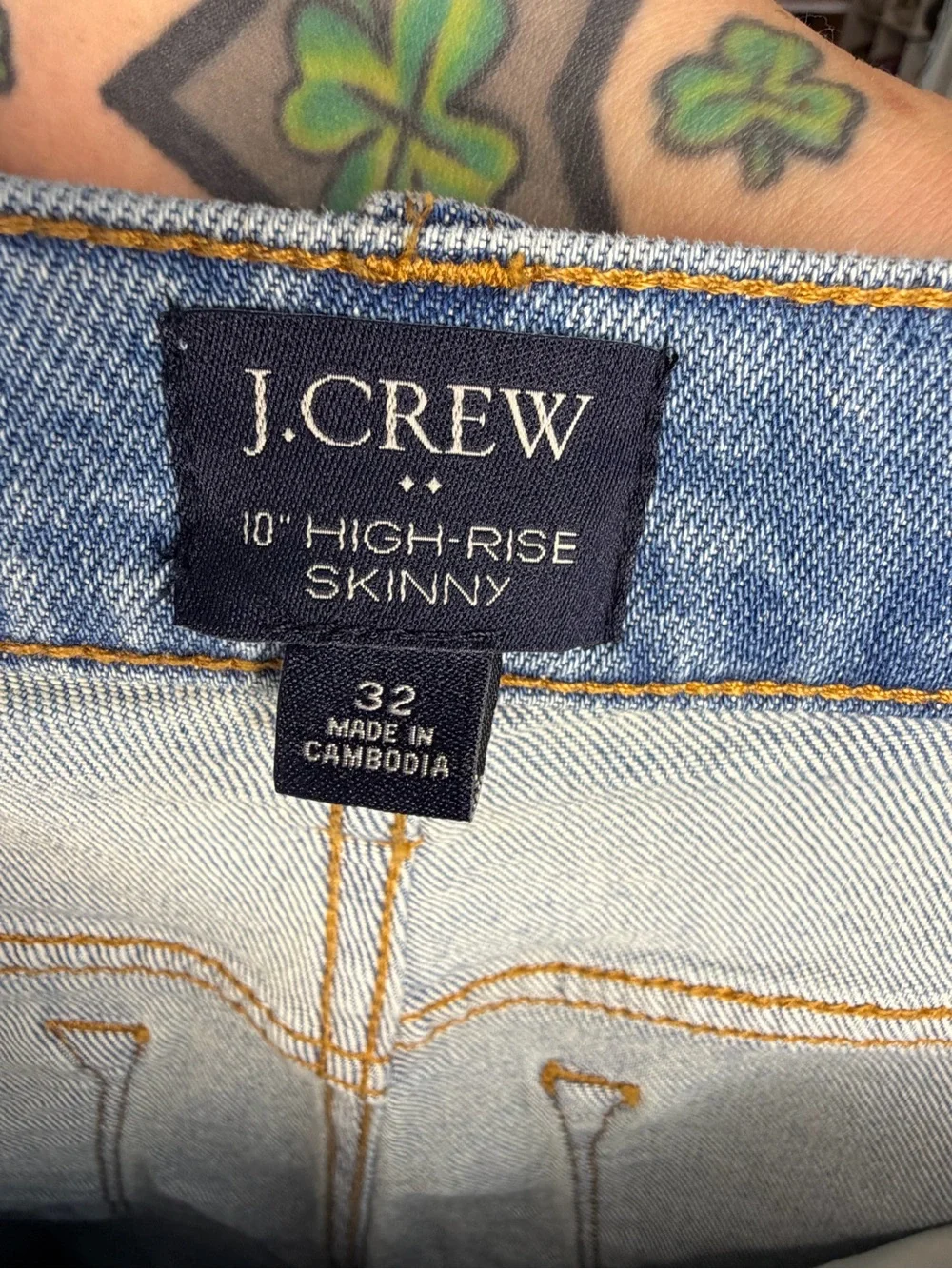 J. Crew Light Blue Distressed High-Rise Button-Fly Jeans